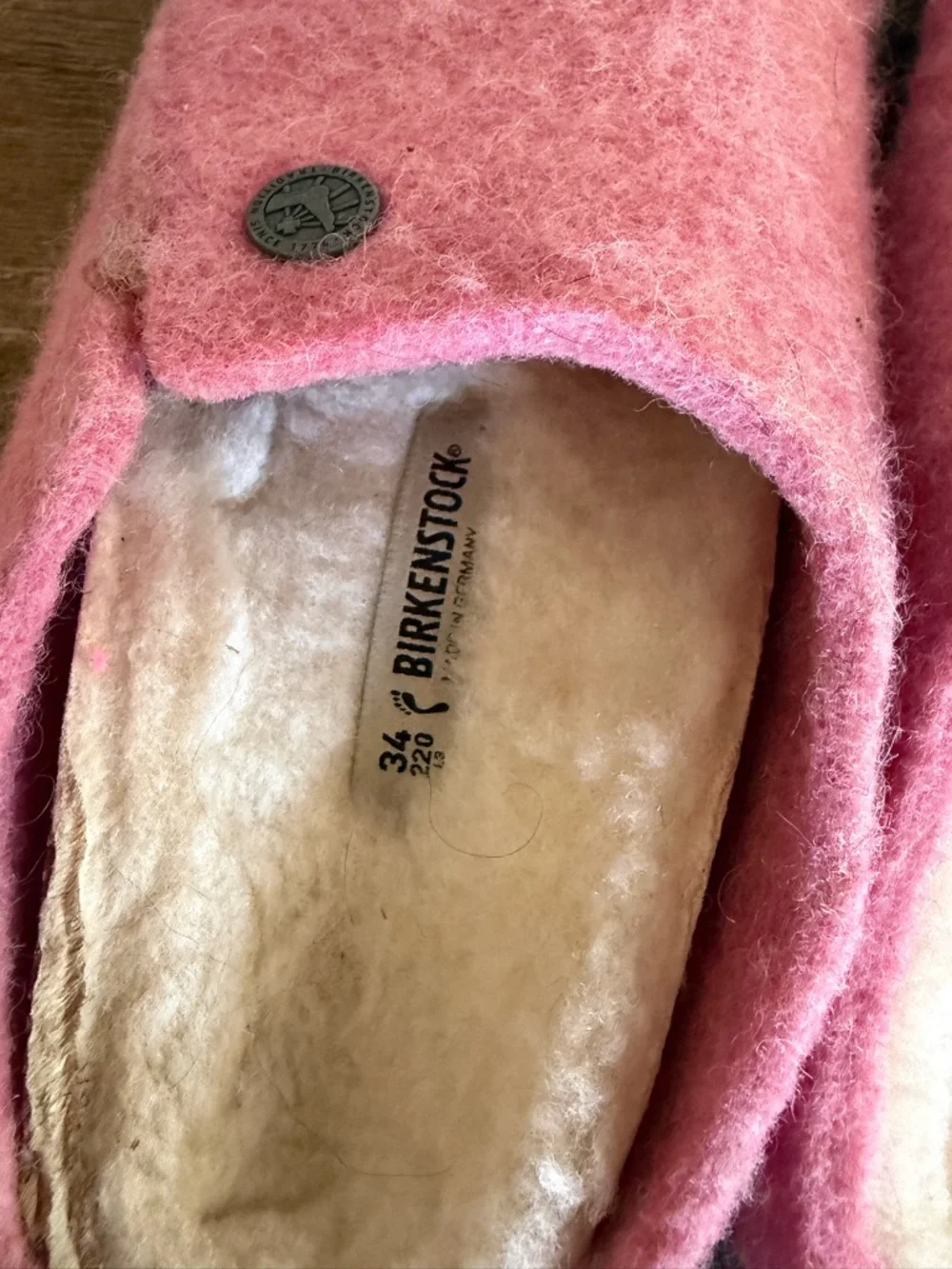 Birkenstock Kids Zermatt Slippers fleece lined size 34 3 3.5 girls